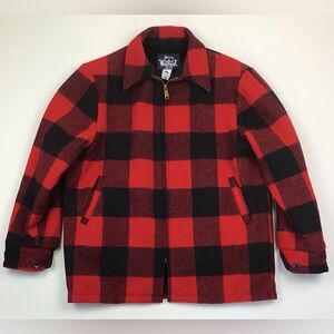 Vintage Woolrich sherpa lined wool cruiser jacket men’s large red and black